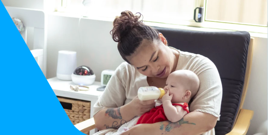 Mother feeding the baby