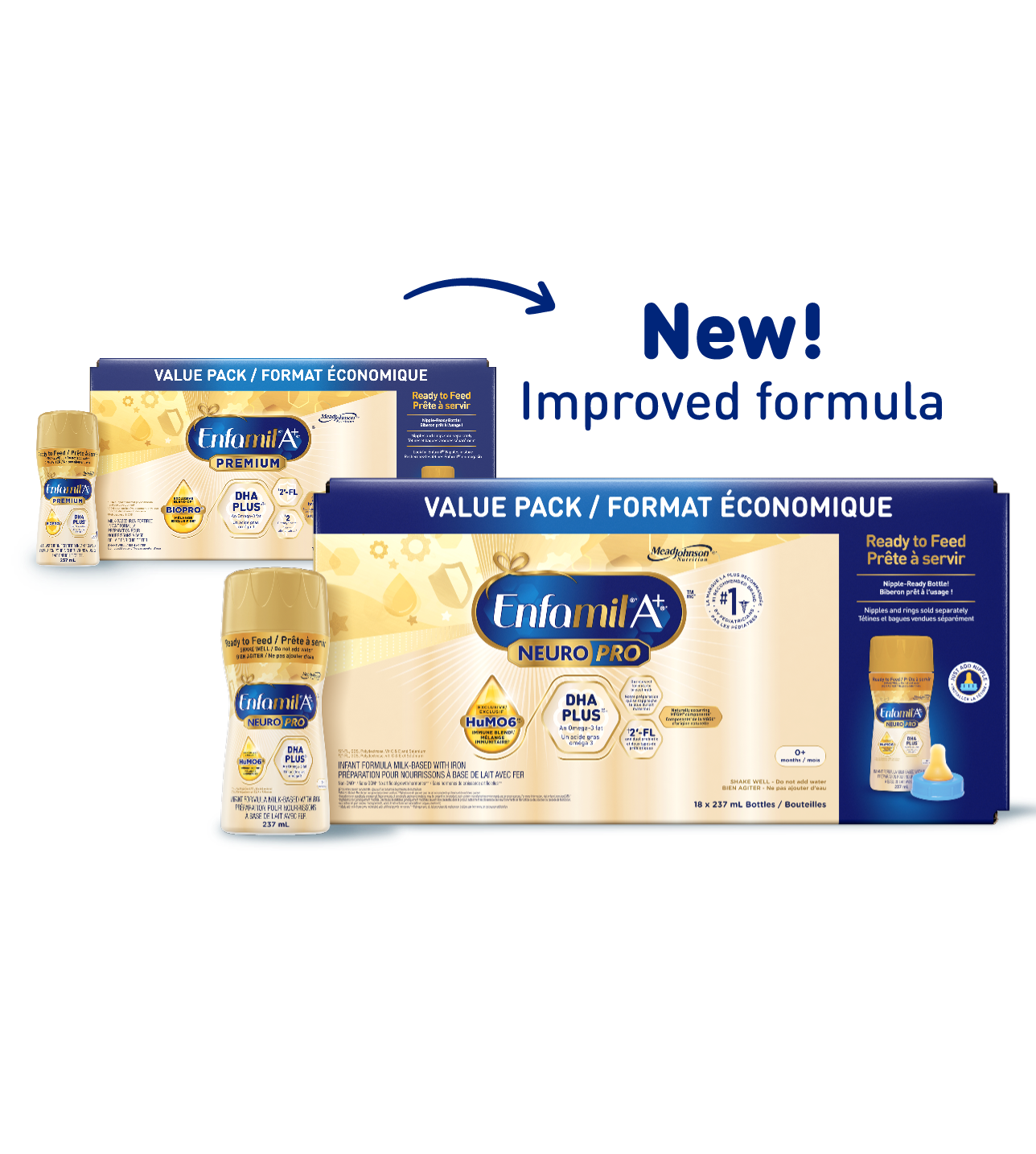 Enfamil A+ NeuroPro Infant Formula, Nipple-Ready to Feed Bottles