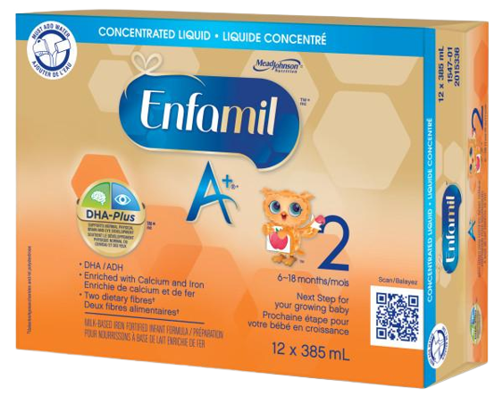 Enfamil A+ 2 Infant Formula, Concentrated Liquid, 385mL, 12 cans